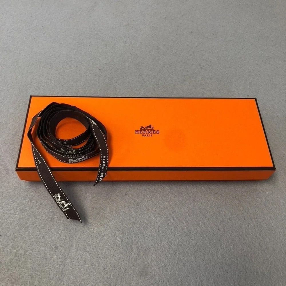 Authentic Hermes Orange Storage Gift Box Empty 10x3.5x1.5 Small Rectangle